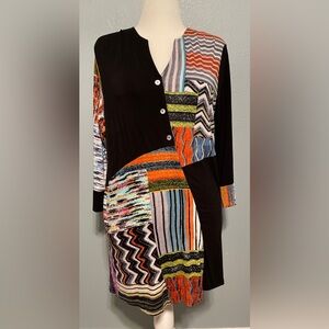 Parsley & Sage Patchwork Tunic Dress Lagenlook Artsy Eclectic Loungewear Medium